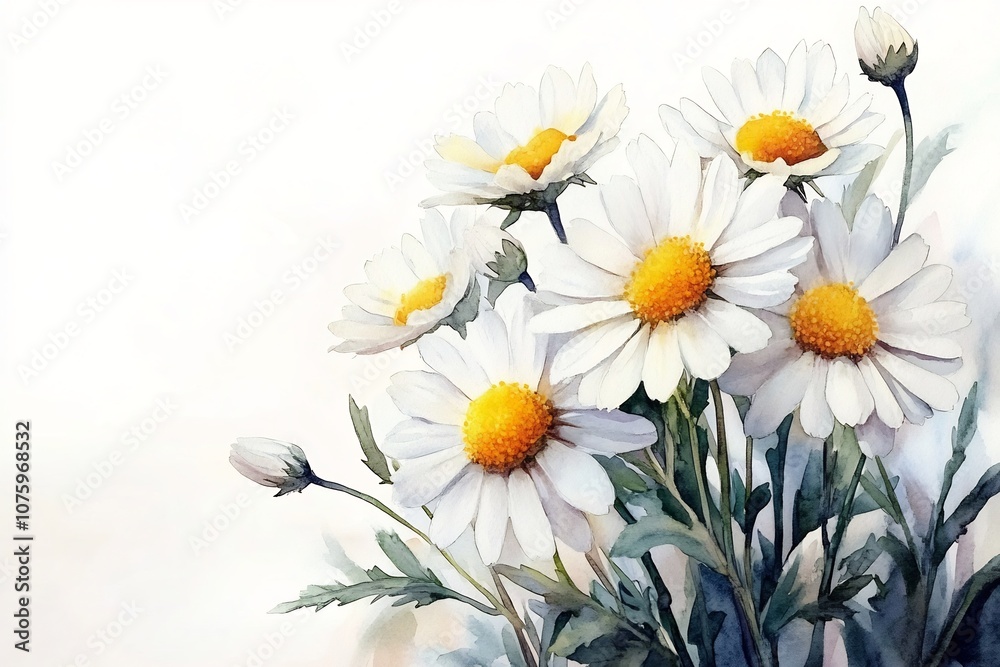 Obraz premium Bouquet of Chamomile Daisy Flowers for Wedding Invitations Greeting Cards and Botanical Decor