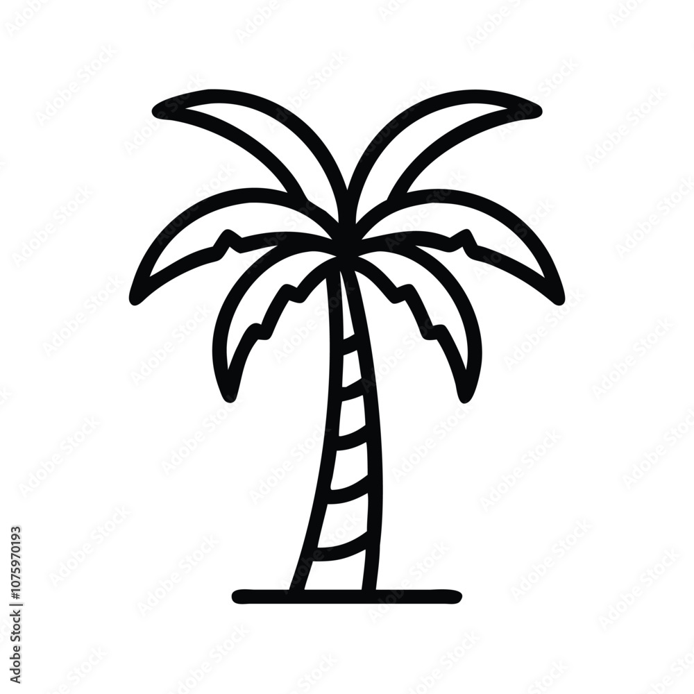 Obraz premium Silhouette of palm trees icon, Vector illustration of two palm trees in black silhouette style, representing tropical scenery, beach, and vacation themes. 