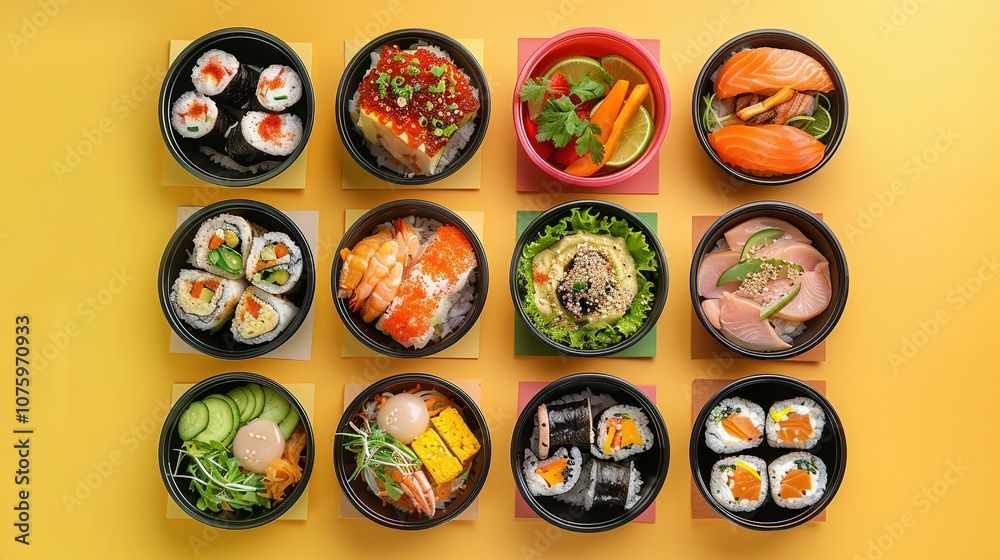 Healthy Eating at Work: Lunchboxes Filled with Nutritious Foods Against a Vibrant Backdrop Healthy Eating at Work: Lunchboxes Filled with Nutritious Foods Against a Vibrant Backdrop