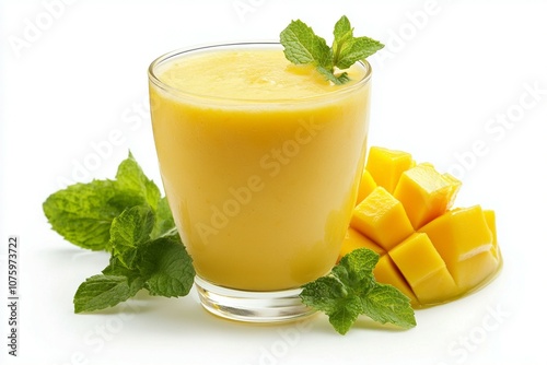 Fresh beautiful delicious mango juice isolated