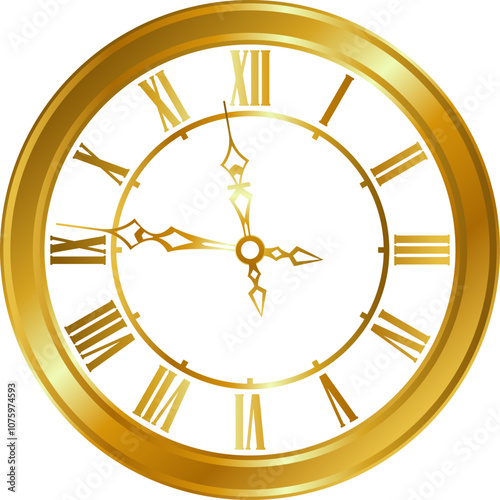 Golden Classic Old Clock with Roman Numeral