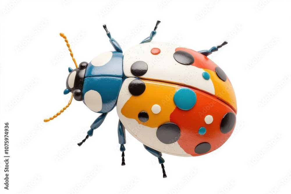 An abstract colorful ladybug, isolate on white background, showcasing dynamic shapes and hues. An abstract colorful ladybug, isolate on white background, showcasing dynamic shapes and hues.
