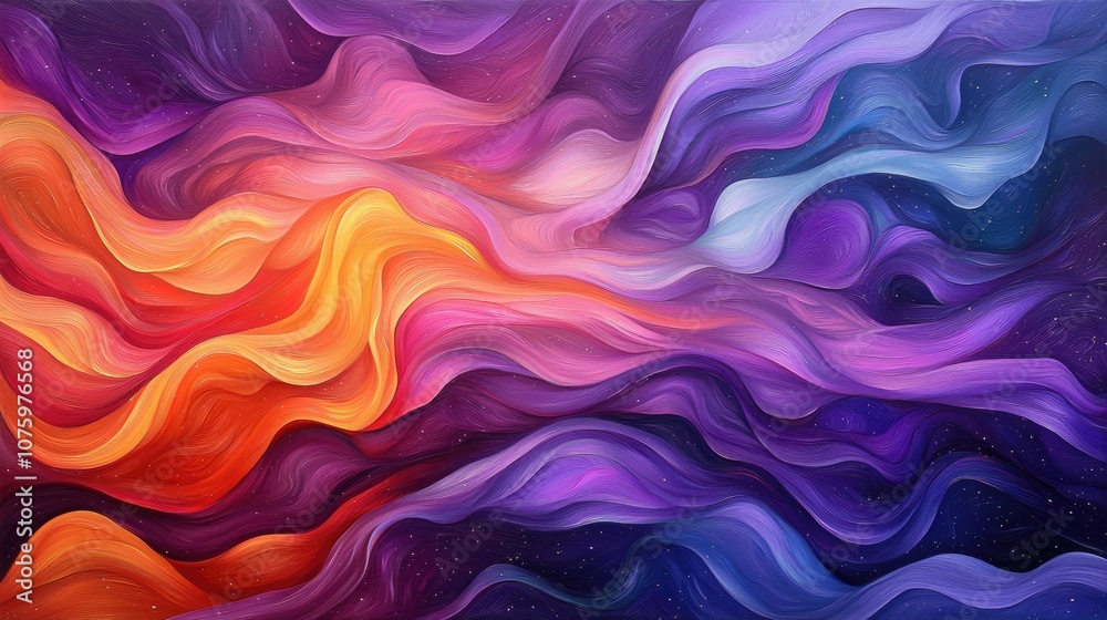 Abstract Flowing Waves of Colorful Patterns with Dynamic Swirls and Fluid Shapes in Vibrant Orange, Purple, and Pink Tones Against a Deep Background Abstract Flowing Waves of Colorful Patterns with Dynamic Swirls and Fluid Shapes in Vibrant Orange, Purple, and Pink Tones Against a Deep Background