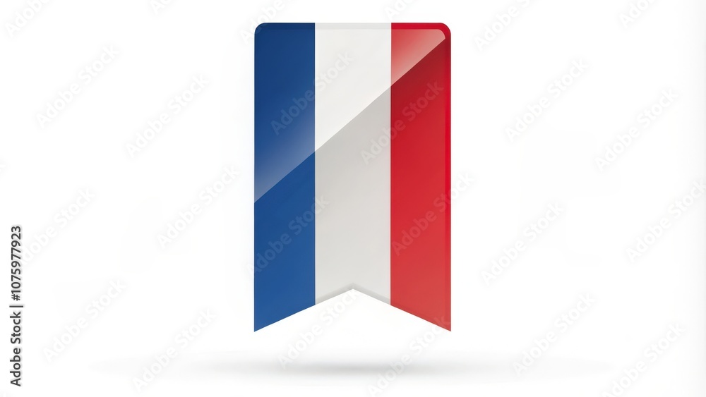 A Glossy Bookmark Shaped Like the French Flag A Glossy Bookmark Shaped Like the French Flag