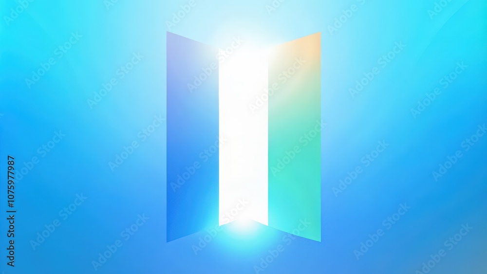 Two Gradient Panels Open to Reveal a White Light in a Blue Background Two Gradient Panels Open to Reveal a White Light in a Blue Background