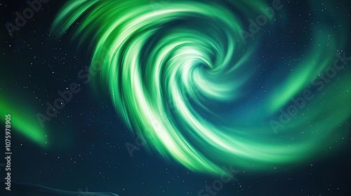 Wallpaper Mural Captivating Swirling Green Aurora Illuminates the Night Sky with Stars and a Mystical Glow, Creating a Dreamlike Atmosphere in a Celestial Landscape Torontodigital.ca