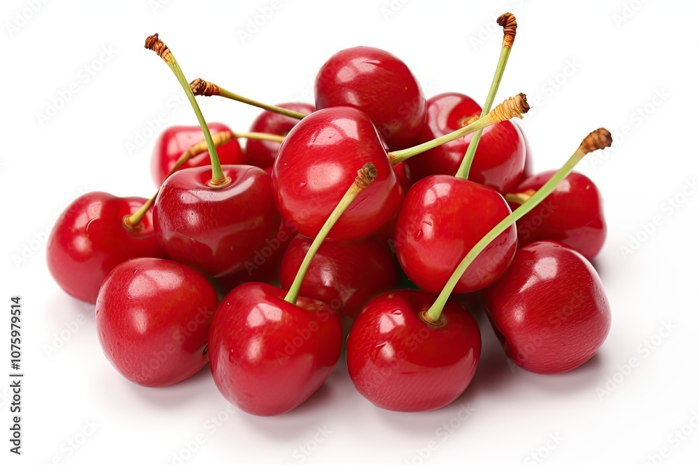Cherries stacked alone on white background Cherries stacked alone on white background