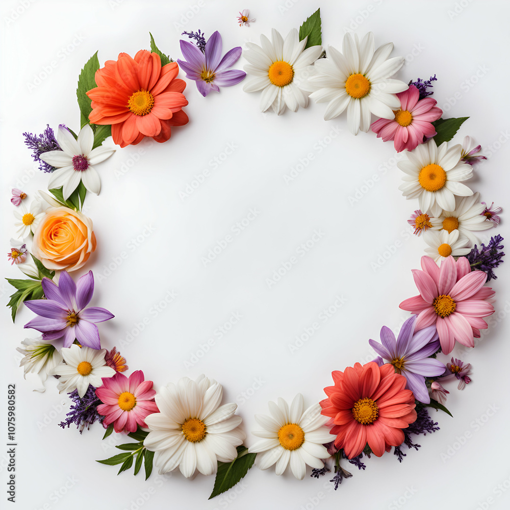 Obraz premium Flowers Circle Border Copy Space Area