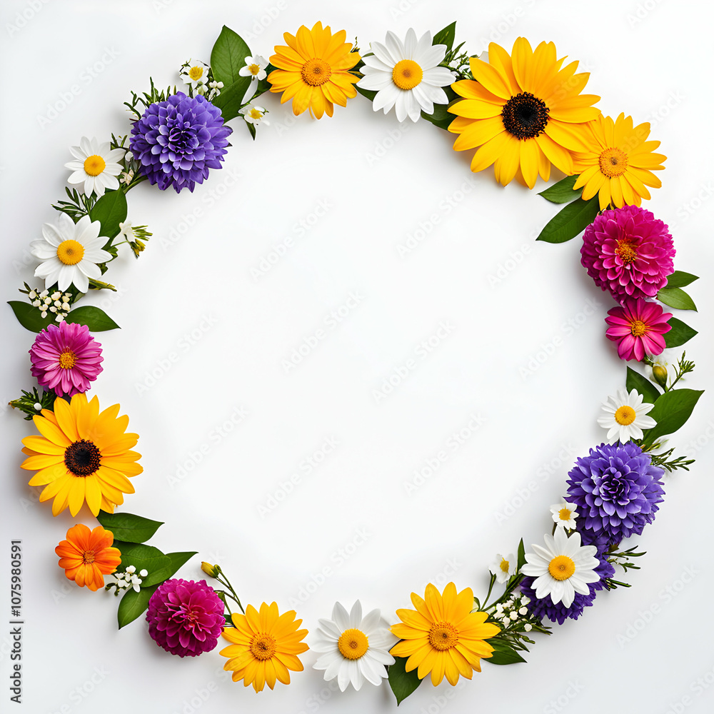 Flowers Circle Border Copy Space Area Flowers Circle Border Copy Space Area