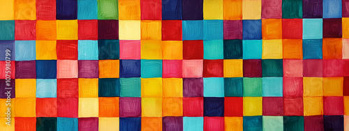 Vibrant Colorful Grid Pattern in Bright Hues for Bold Abstract Art and Modern Decor Backgrounds