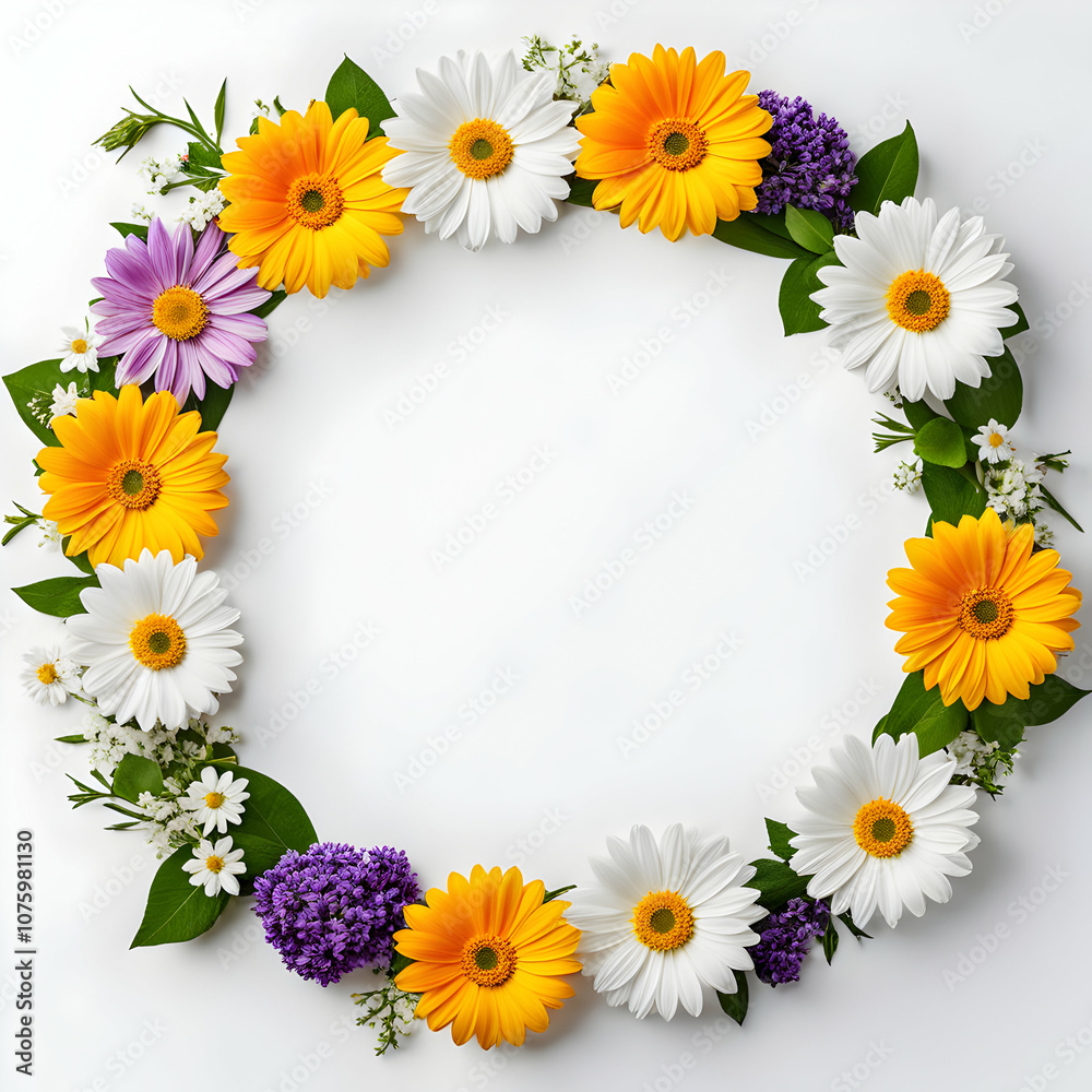 Flowers Circle Border Copy Space Area Flowers Circle Border Copy Space Area