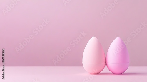 Two Soft Pink Easter Eggs on a Light Pink Background, Perfect for Spring Celebrations, Holiday Decor, and Festive Seasonal Events for a Charming Aesthetic