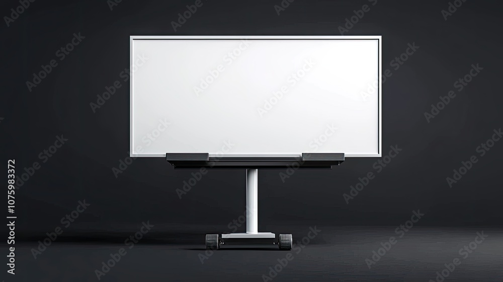Minimalist Whiteboard on a Stand with a Dark Background for Office or Educational Use, Perfect for Presentations, Meetings, and Creative Brainstorming Sessions Minimalist Whiteboard on a Stand with a Dark Background for Office or Educational Use, Perfect for Presentations, Meetings, and Creative Brainstorming Sessions