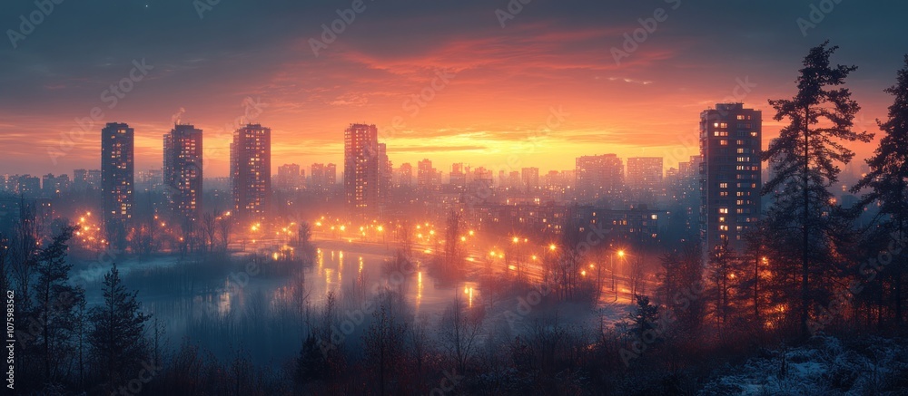 Fototapeta premium Cityscape at Dawn