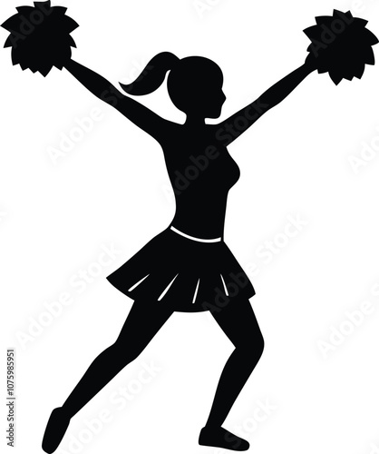  cheerleader silhouette, girl cheerleader vector black icon