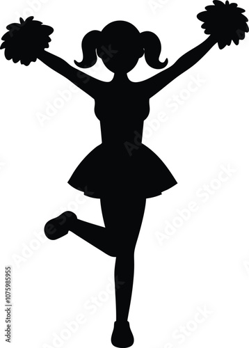  cheerleader silhouette, girl cheerleader vector black icon