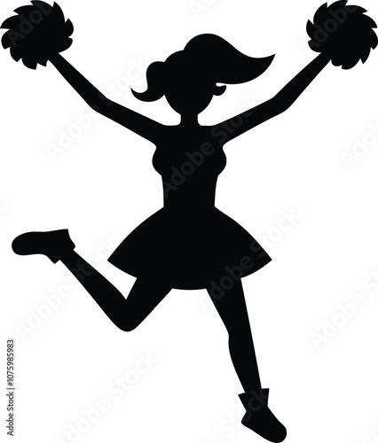  cheerleader silhouette, girl cheerleader vector black icon