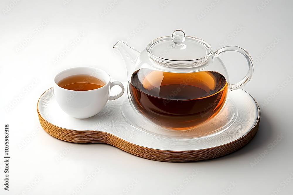 Fototapeta premium Teapot and teacup with black tea