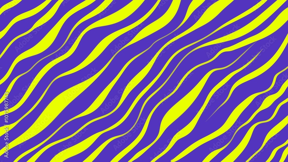 Purple background with yellow wavy stripes.
Purple background with yellow wavy stripes.