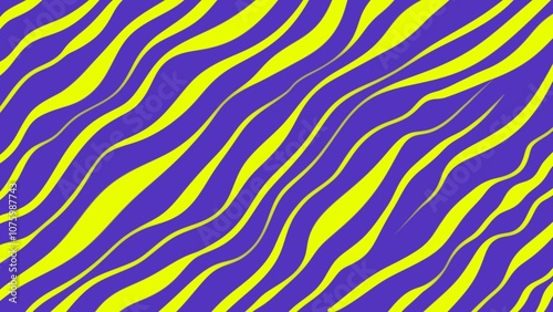 Purple background with yellow wavy stripes. 

