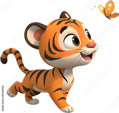 Charming tiger clipart perfect for kids' projects and fun creative designs.  photo