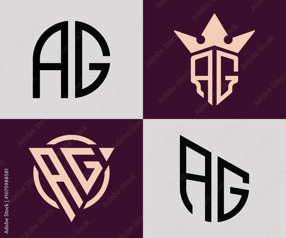 Creative simple Initial Letters AG Logo Designs Bundle. Creative simple Initial Letters AG Logo Designs Bundle.