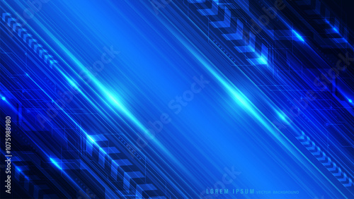 Dynamic digital background with vivid blue tones, sleek glowing diagonal lines, and geometric patterns