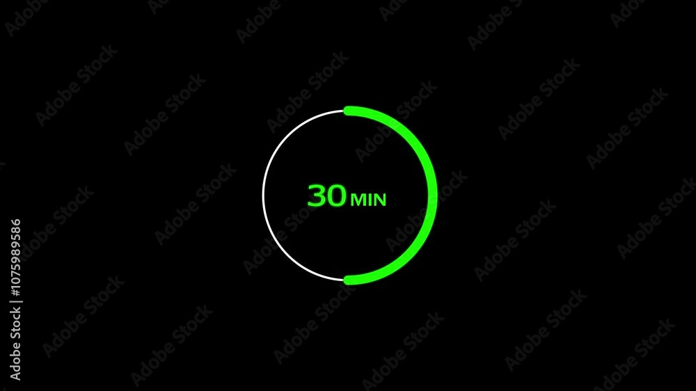 30 minutes timer clock icon 4k animation background.