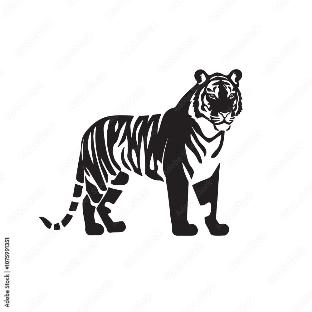 Naklejka premium silhouette vector black illustration a tiger