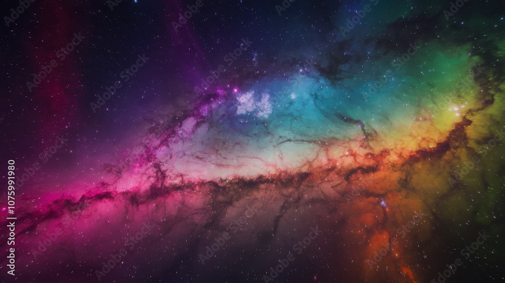 Fototapeta premium Vividly Colored Nebula and Stars in Cosmic Space Scene