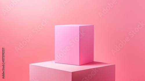 Simple Geometric Shapes in Bright Pink Color on Soft Pink Background for Minimalistic and Modern Design Applications