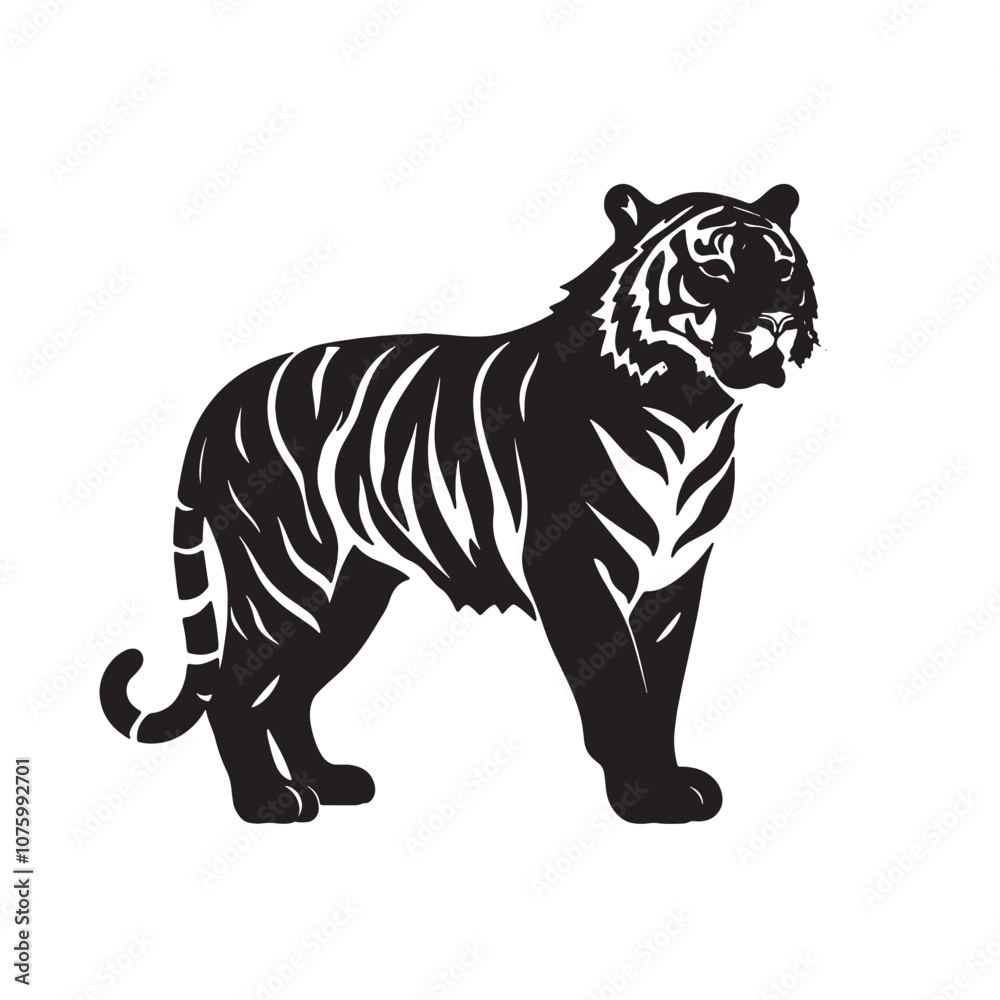 Naklejka premium Silhouette of a tiger vector illustration 