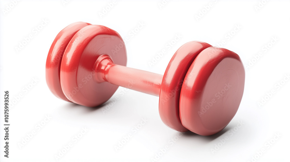 vibrant red dumbbell on white background, perfect for fitness enthusiasts and home workouts.
