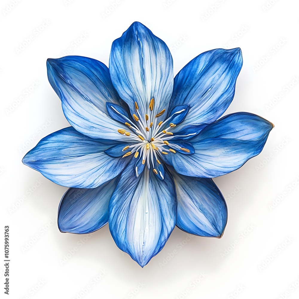 Blue Water Lily isolated on a white background, close up Blue Water Lily isolated on a white background, close up
