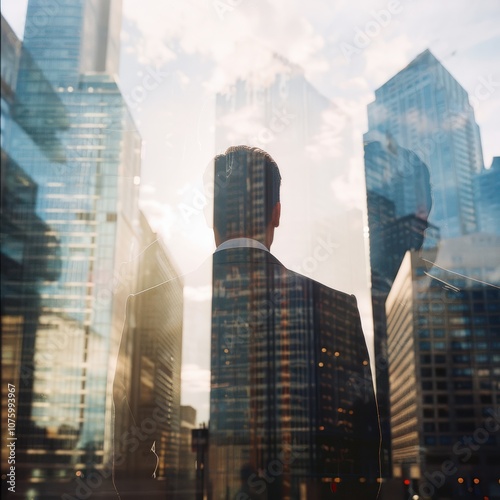 Silhouette of a Man Looking at Cityscape