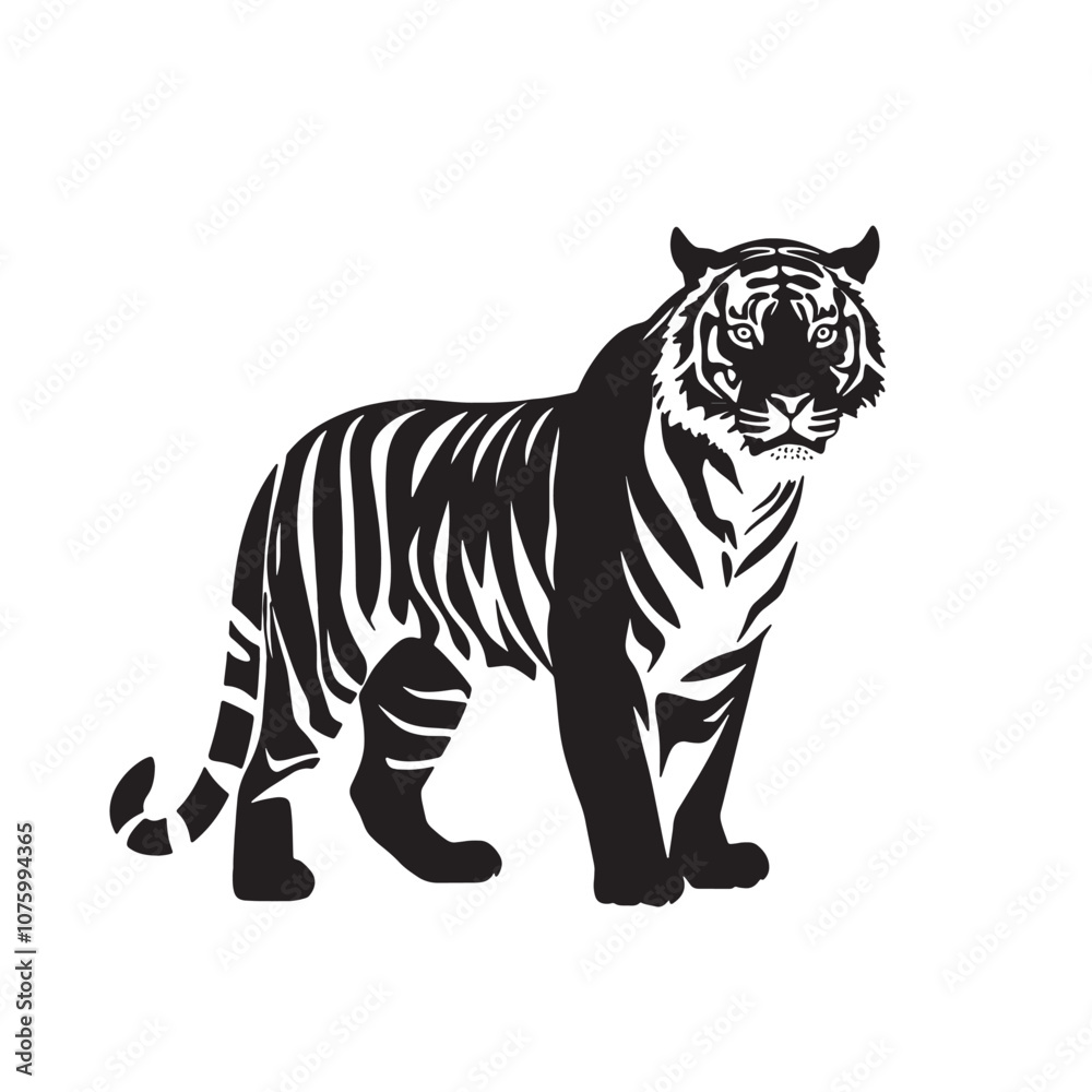 Naklejka premium Simple Design of Silhouette of Tiger