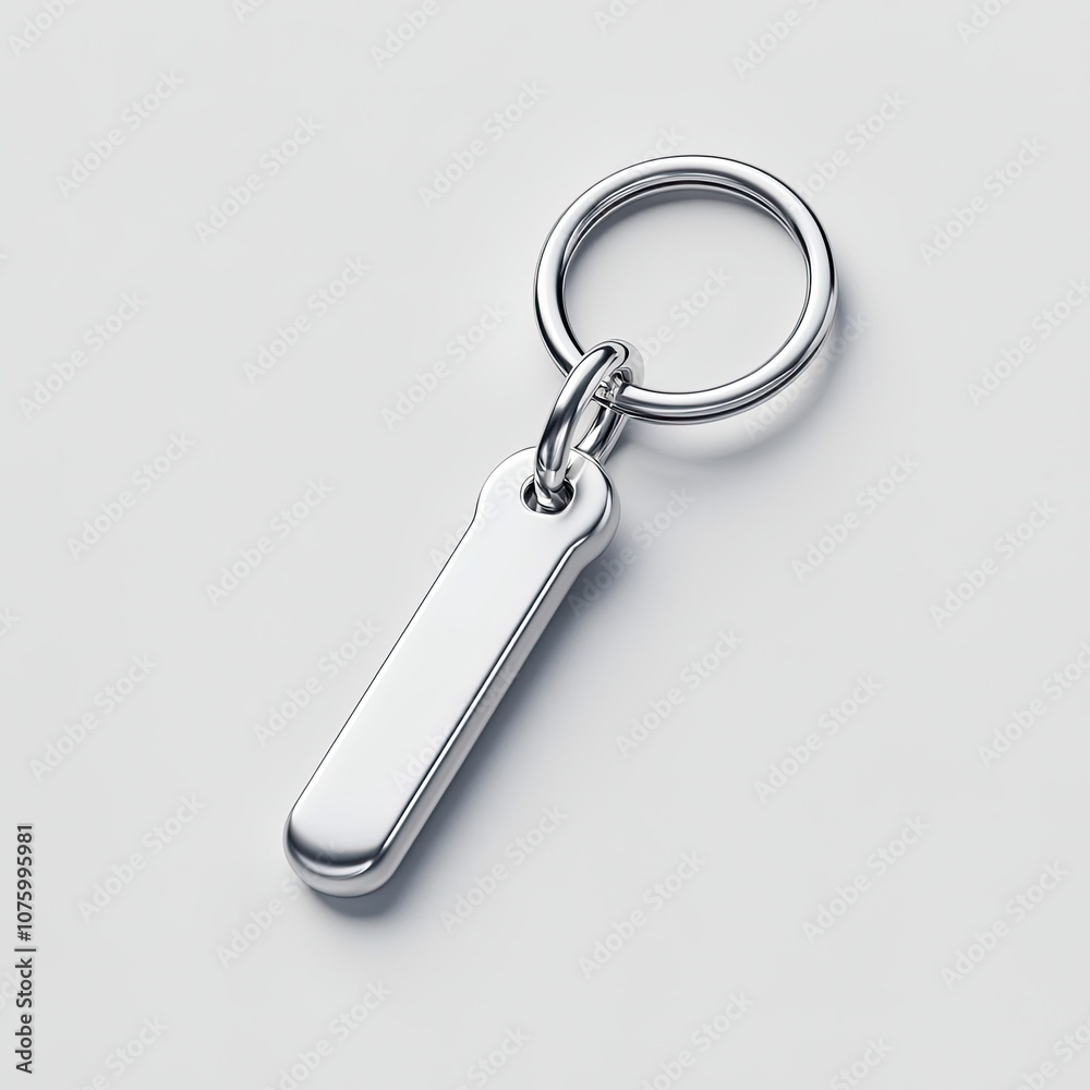 Sleek and Modern Silver Keychain on a Clean Background Perfect for Branding and Product Photography Representing Minimalism and Industrial Design Aesthetic Sleek and Modern Silver Keychain on a Clean Background Perfect for Branding and Product Photography Representing Minimalism and Industrial Design Aesthetic