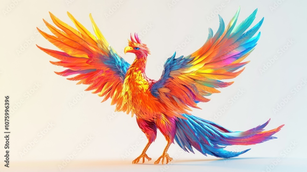 Fototapeta premium A Vibrant, Colorful Bird with Spread Wings