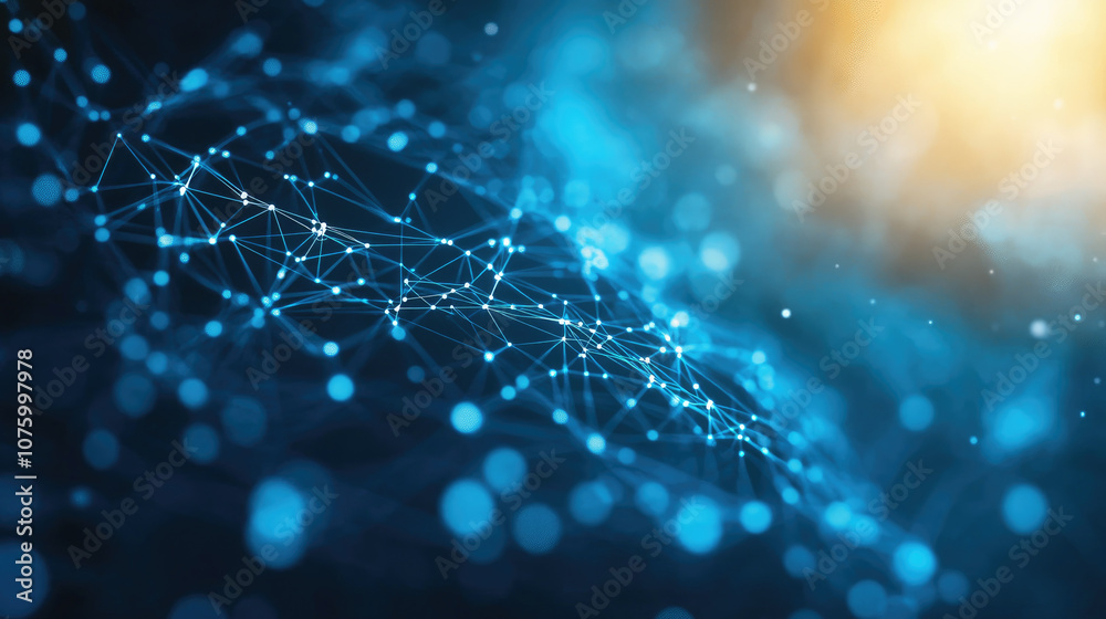 Digital Technology Network, Blue gradient backdrop, white dots, perfect for web banners, ideal for computer science, artificial intelligence themes Digital Technology Network, Blue gradient backdrop, white dots, perfect for web banners, ideal for computer science, artificial intelligence themes
