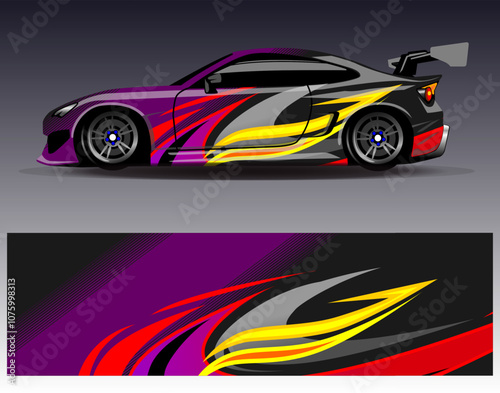 Car wrap design vector. Graphic abstract stripe racing background designs for vehicle, rally, race, adventure and car racing livery	