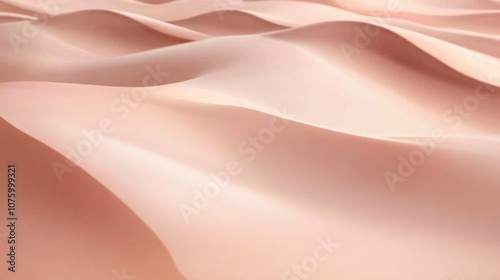 Tranquil Top-Down View of Wave-Like Peach Sand Dunes, Evoking Serenity with Smooth Textures and Movement Patterns