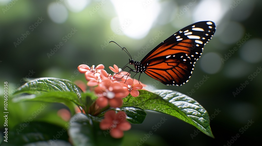 Vibrant Butterfly Perched on Flower in Close Up Vibrant Butterfly Perched on Flower in Close Up