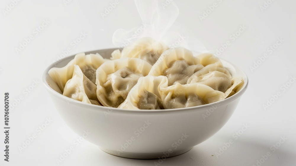 Bowl of Steaming Dumplings with a Delicate Wrapper Bowl of Steaming Dumplings with a Delicate Wrapper