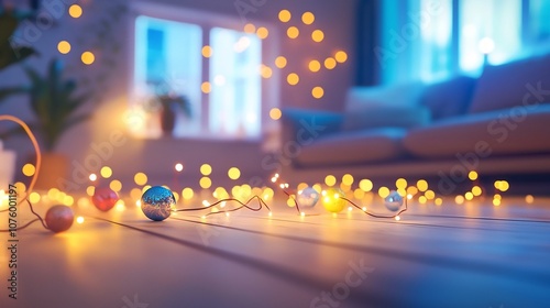 Wallpaper Mural Festive Floating Lights and Ornaments in a Warm,Inviting Space Torontodigital.ca