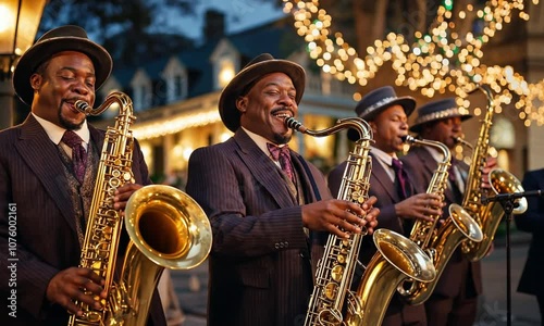 Joyful Jazz Band Performing at Evening Street Event