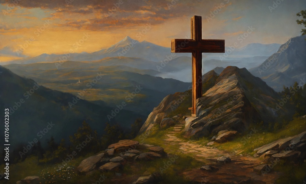 cross in the mountains