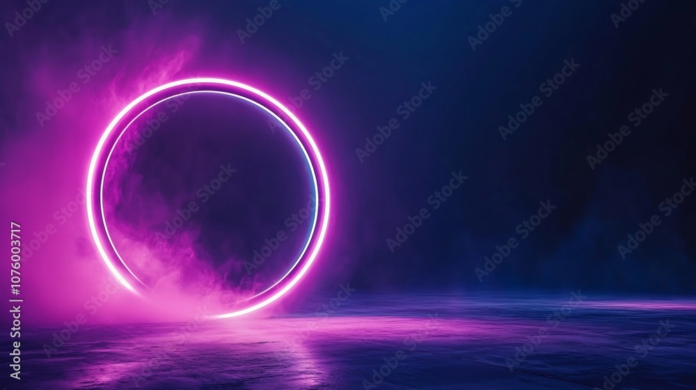Mysterious Sci-Fi Portal with Radiant Rings of Light in Futuristic Landscape Mysterious Sci-Fi Portal with Radiant Rings of Light in Futuristic Landscape