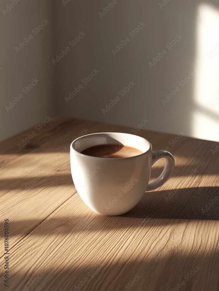 Obraz premium Cup of Coffee on Wooden Table