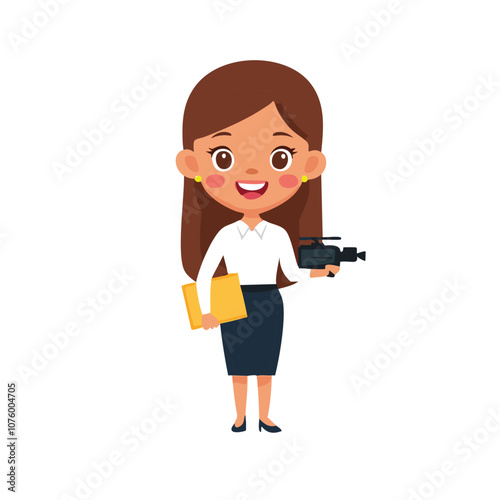 Film Director Cute Worker Work Job Profession Professional Occupation Cartoon Character
