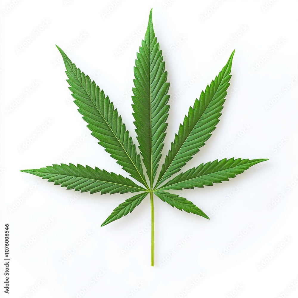 Isolated Cannabis Leaf on White	
